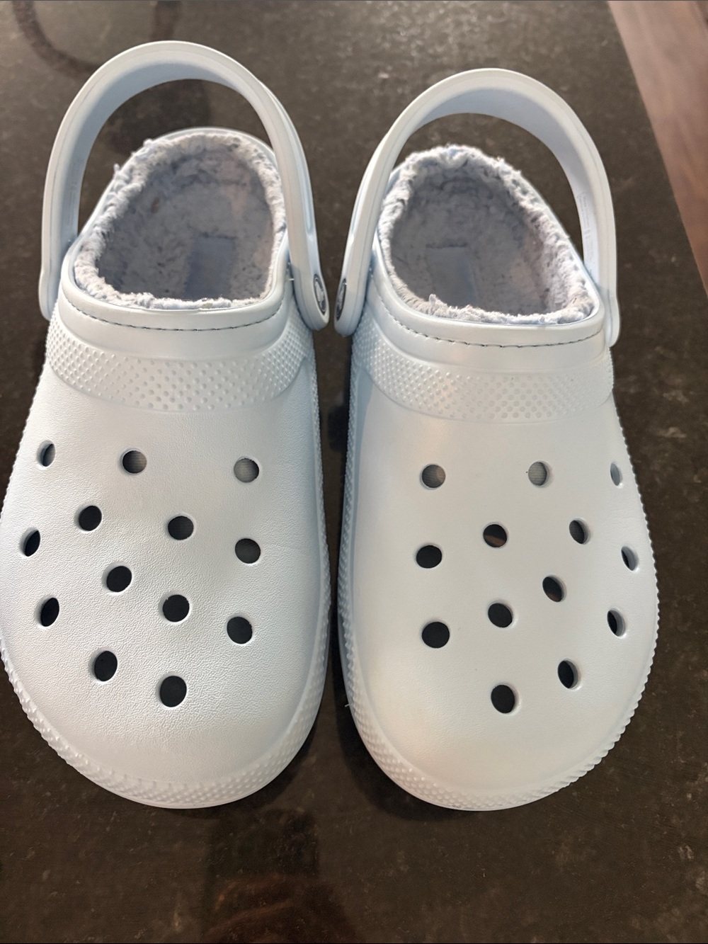 CROCS Kids White Plush-Lined Clogs with Heel Strap